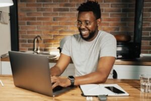 A man setting up his own online marketplace